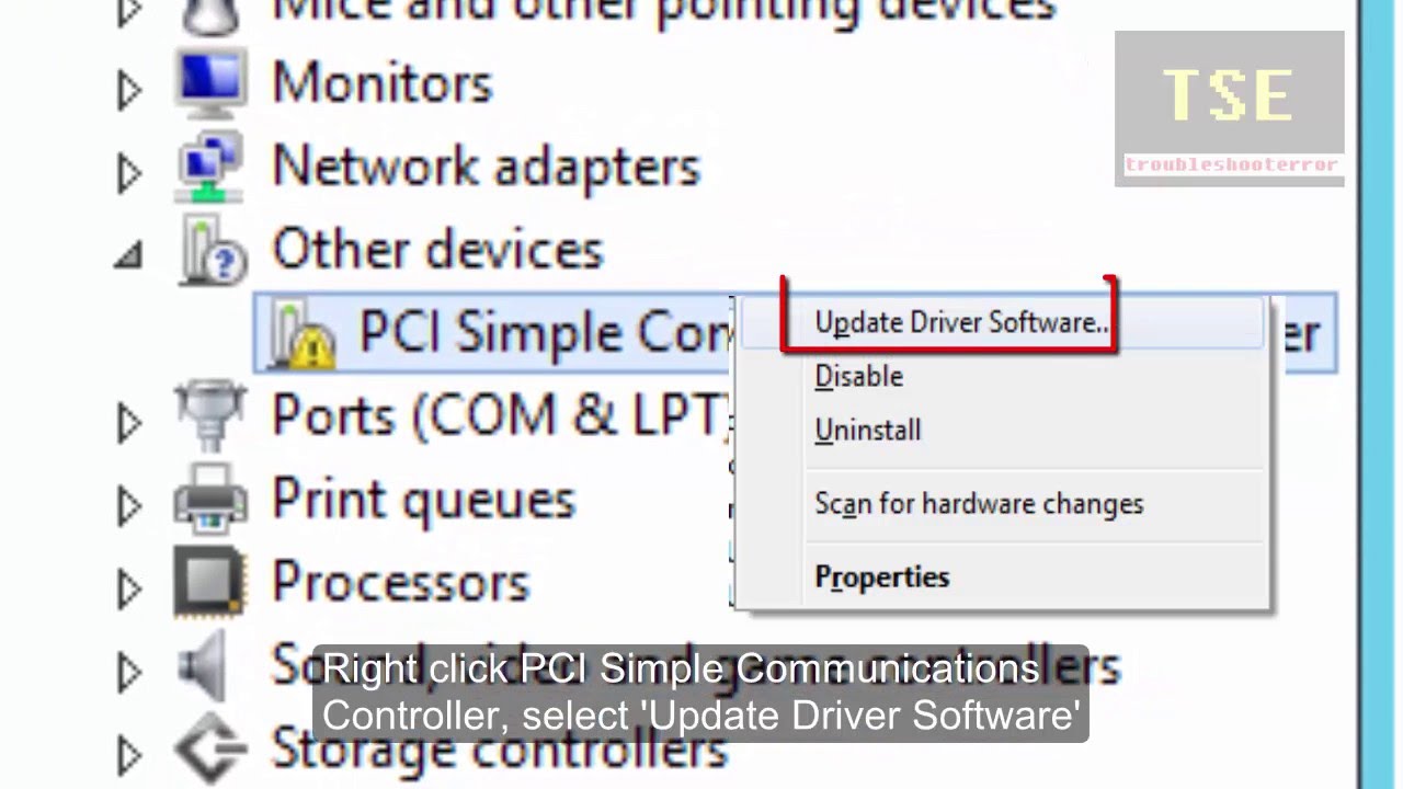 pci simple communications controller drivers select